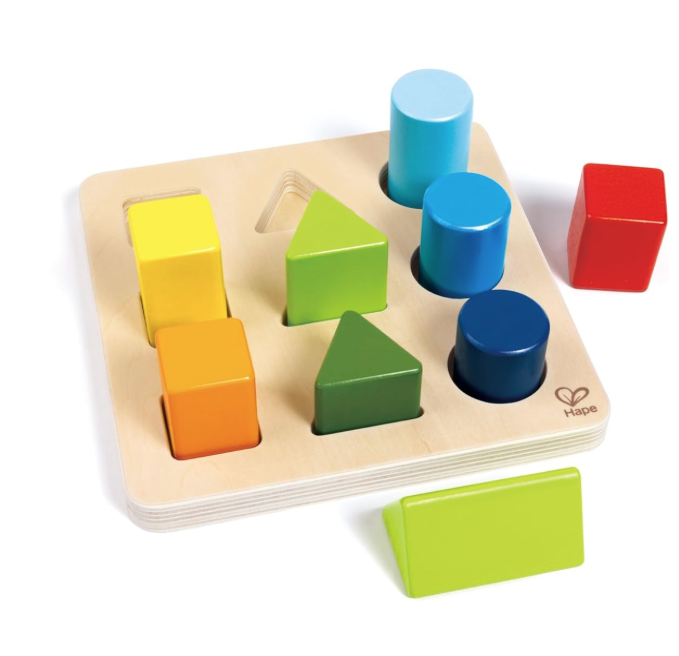 Hape Holz-Sortierspiel Formen und Farben – Steckpuzzle aus Holz
